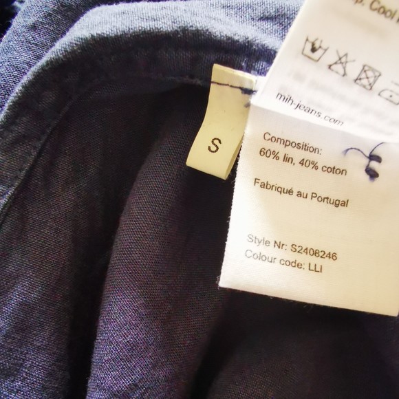 M.i.h Jeans Denim Blue Linen Tunic Dress Sunbeam Small Knee Length Button - Picture 3 of 7